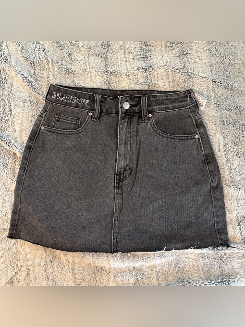 PLAYBOY Charcoal Black Denim Mini Skirt